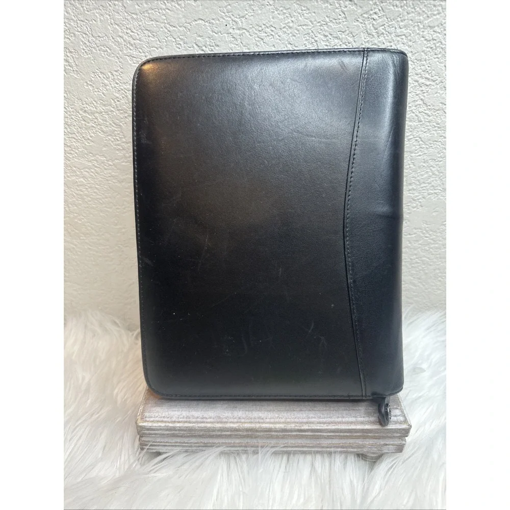 $29 🌙 Franklin Covey Black Planner Full-Grain Nappa Leather 7 Ring READ